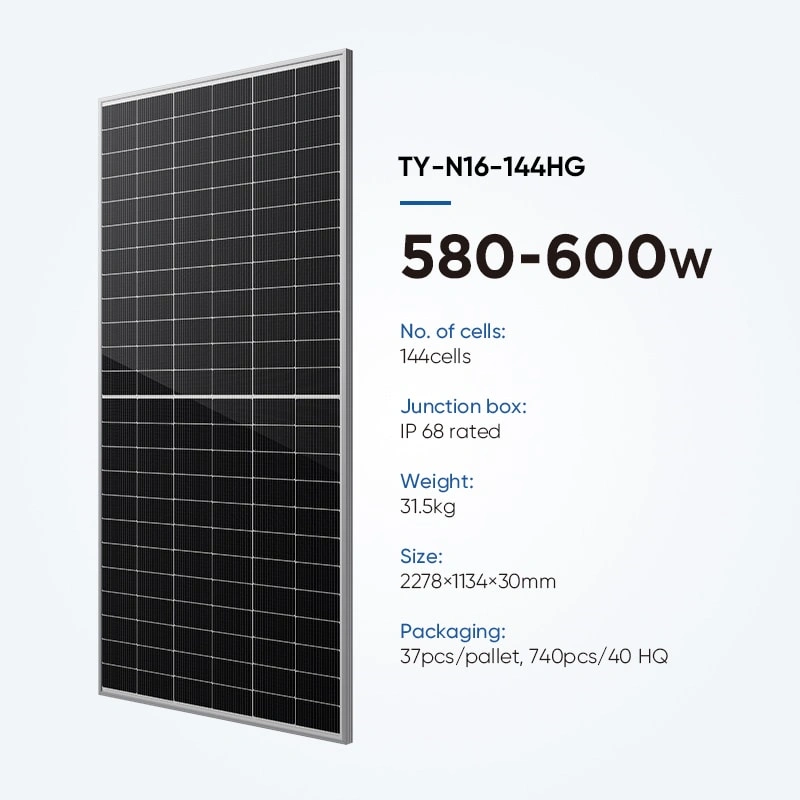 Wholesale 580W-600W High Power Output Monocrystalline Solar Panel