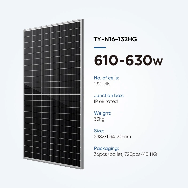 Factory Direct 610W-630W Bifacial Monocrystalline Solar Panel