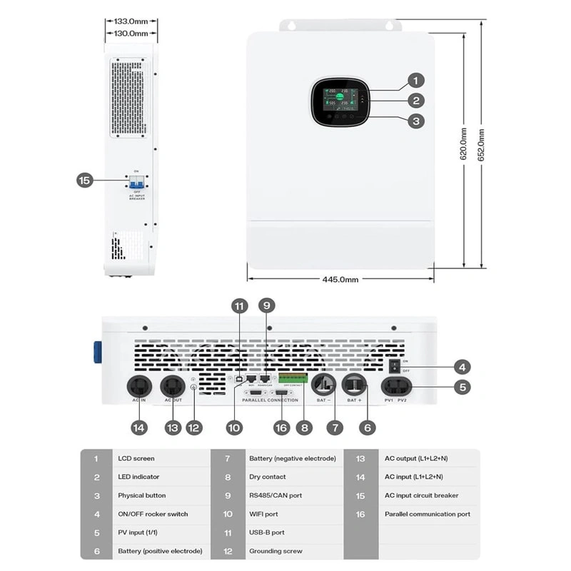 OSP Series Solar Inverter with Smart Monitoring and LCD Display